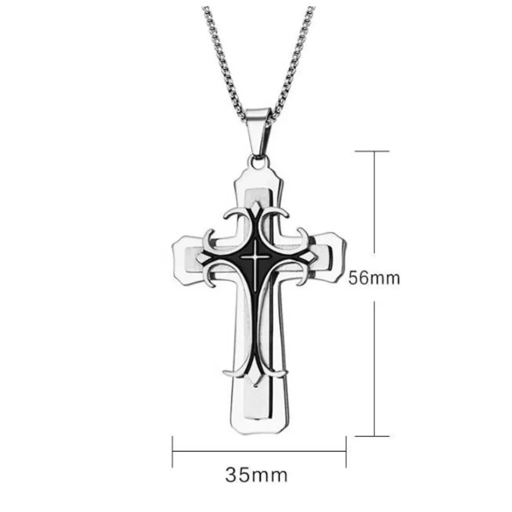 ❤️Stainless steel christian cross pendant necklace for women/men, N90201P224